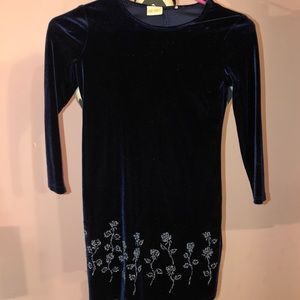 Girls velvet blue dress